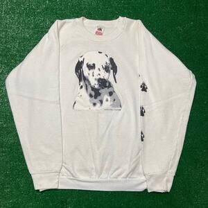 Vintage Fruit of the Loom Famous Fido Funwear white Dalmatian dog crewneck

 XL